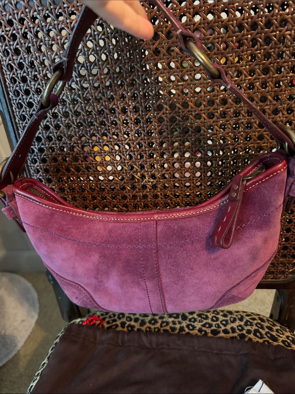 Coach Plum Suede mini hobo Bag with Brass Hardware - Picture 4 of 15